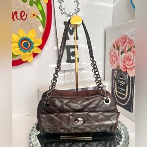 Elegant Brown Quilted Shoulder Bag